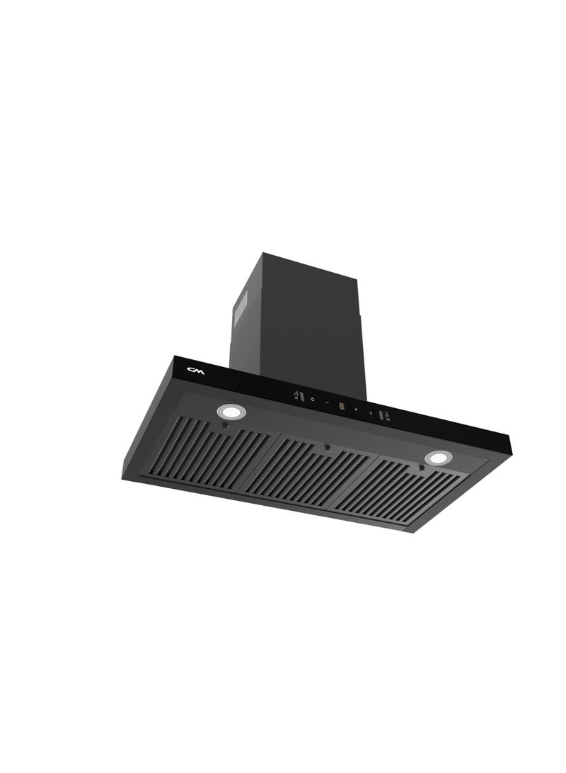 CM FLORENCE BLACK 90cm Black Glass Wall-mounted Hood, Hand Sensor, Touch Control, 3 Speeds, 1000 M3/h Motor Fan, 2x3-layer Aluminum Filters, 150mm Outlet, Carbon Filter, 185W, 220V, 62dBA - Image 2