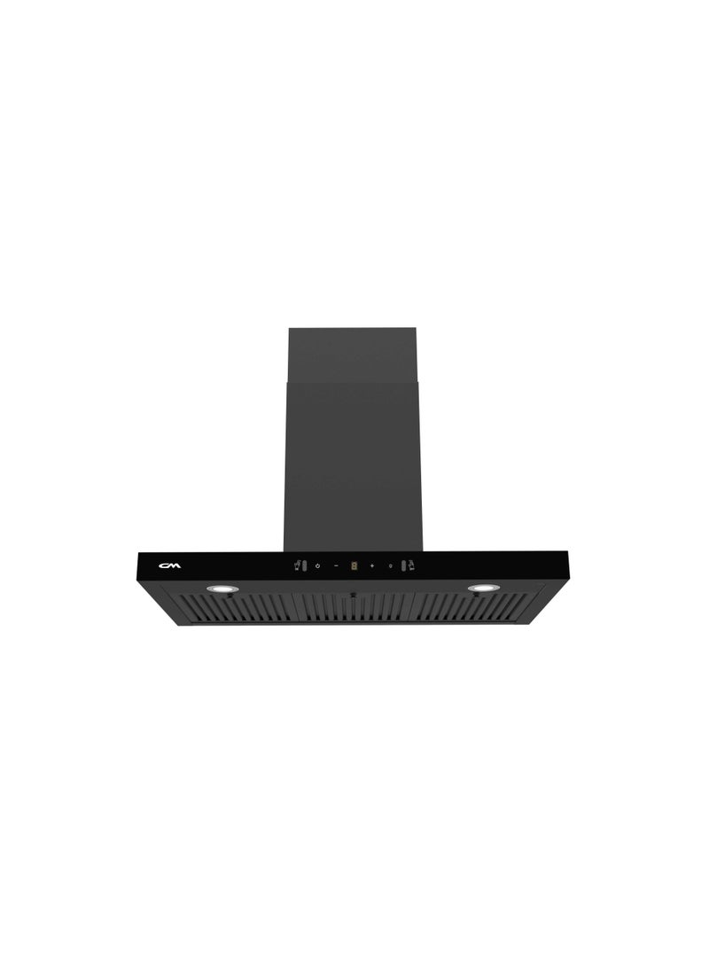 CM FLORENCE BLACK 90cm Black Glass Wall-mounted Hood, Hand Sensor, Touch Control, 3 Speeds, 1000 M3/h Motor Fan, 2x3-layer Aluminum Filters, 150mm Outlet, Carbon Filter, 185W, 220V, 62dBA - Image 3