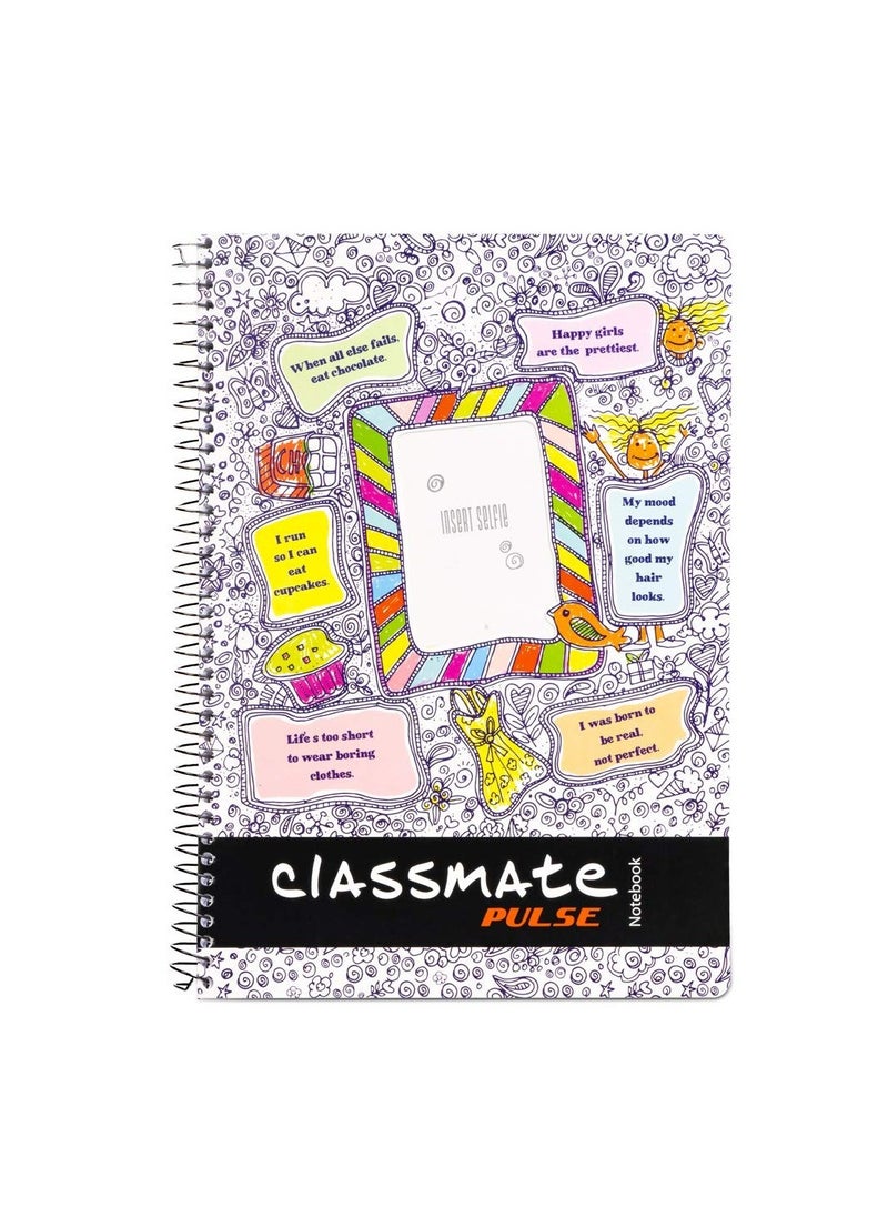 classmate Classmate 2100136 Soft Cover 1 Subject Spiral Binding Selfie Notebook, Single Line, 180 Pages  - Image 1