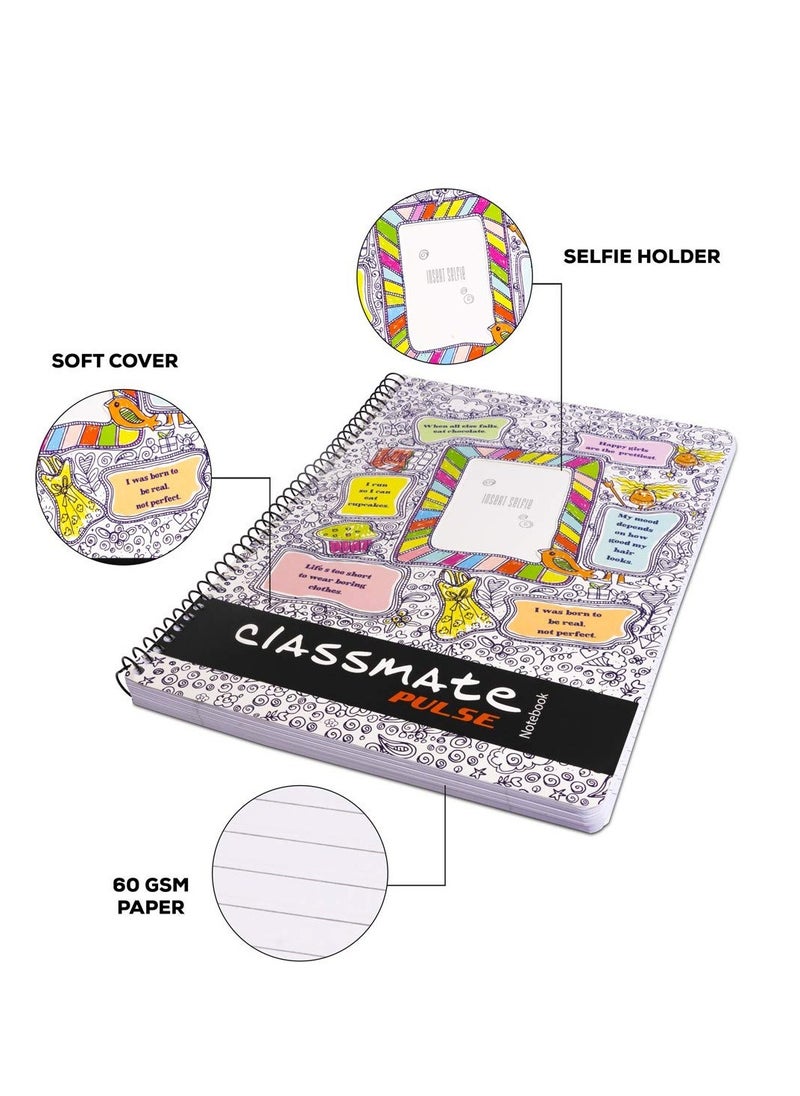 classmate Classmate 2100136 Soft Cover 1 Subject Spiral Binding Selfie Notebook, Single Line, 180 Pages  - Image 5
