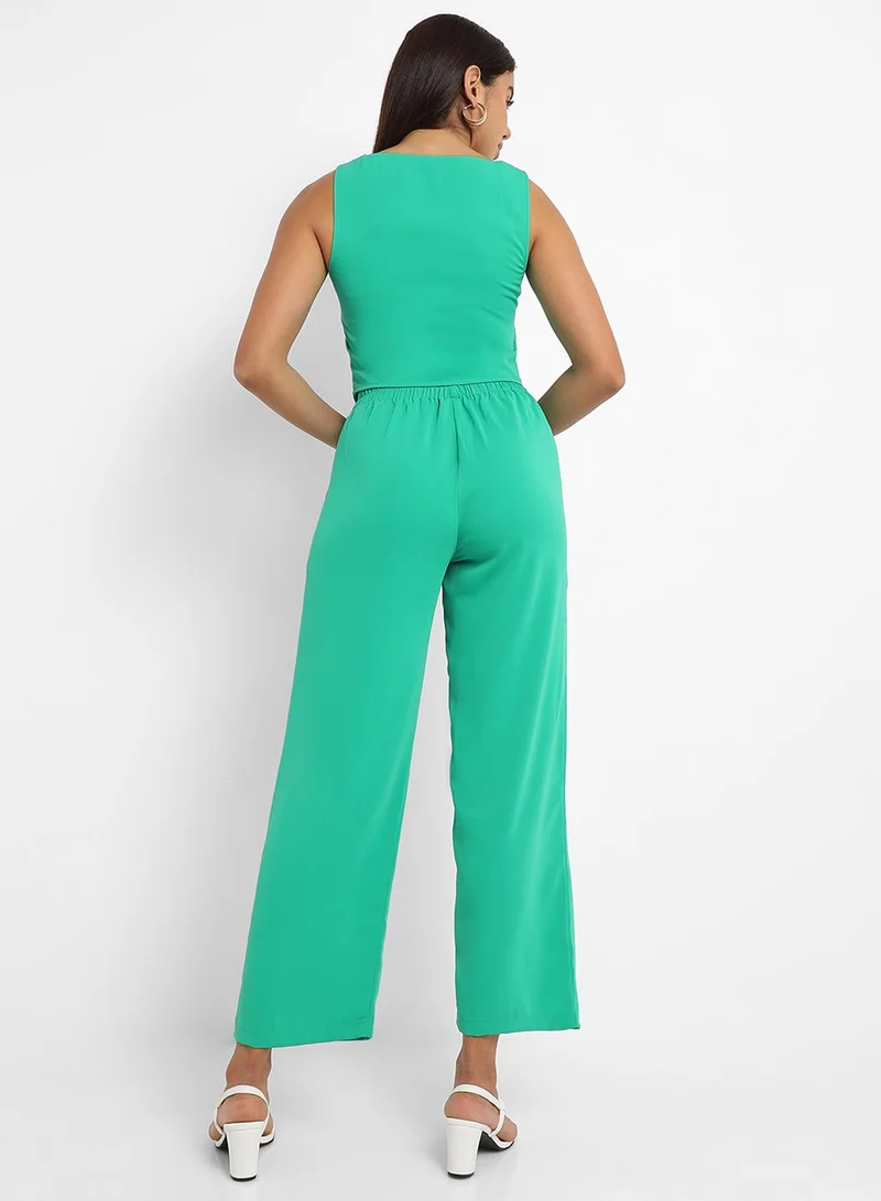 Pinacolada  Women's Aqua Green Vest Co-Ord Set for Women | Best Price UAE