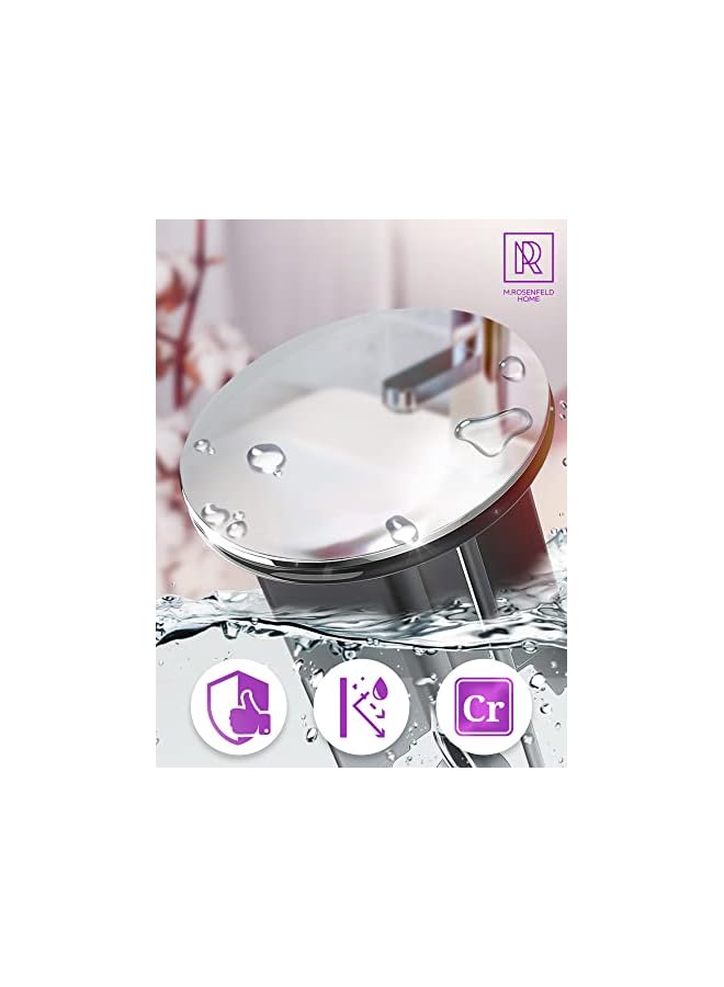 The Bros Universal Sink Plug 40 mm Chrome Drain Plug - Made of Brass, Universal with Rubber for Bathroom and Bidets - Eccentric Plug - Height Adjustable, Rustproof & Tight - Image 4