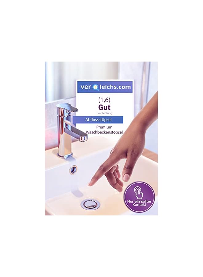 The Bros Universal Sink Plug 40 mm Chrome Drain Plug - Made of Brass, Universal with Rubber for Bathroom and Bidets - Eccentric Plug - Height Adjustable, Rustproof & Tight - Image 2