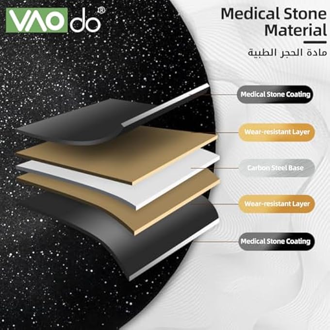 فاو دو مقلاة شواء غير لاصقة من الألومنيوم على الطريقة الكورية مع مقبض خشبي وفرشاة زيت وملقط شواء وحقيبة تخزين للشواء على الموقد الداخلي والتخييم في الهواء الطلق 34 سم باللون الأسود - Image 3