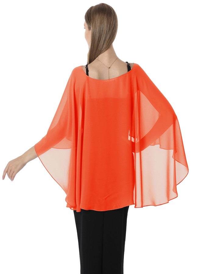 Hotshawl Capelets for women Chiffon Cape Shawls and Wraps for Evening Dress Wedding Capes Cover Up, Orange, One size - Image 4