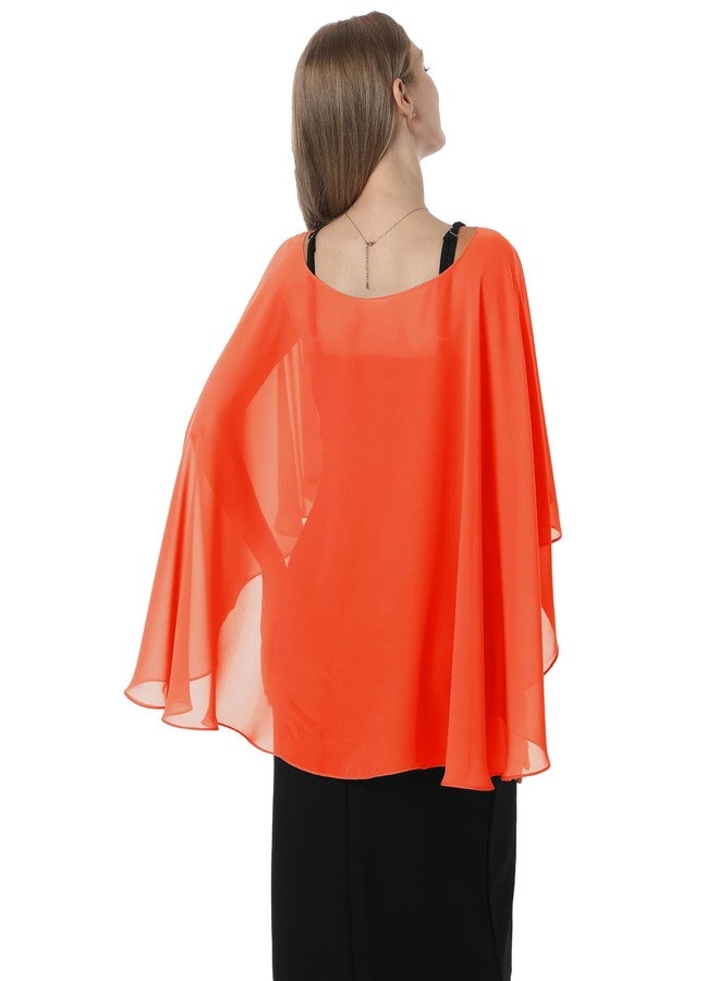 Hotshawl Capelets for women Chiffon Cape Shawls and Wraps for Evening Dress Wedding Capes Cover Up, Orange, One size - Image 5