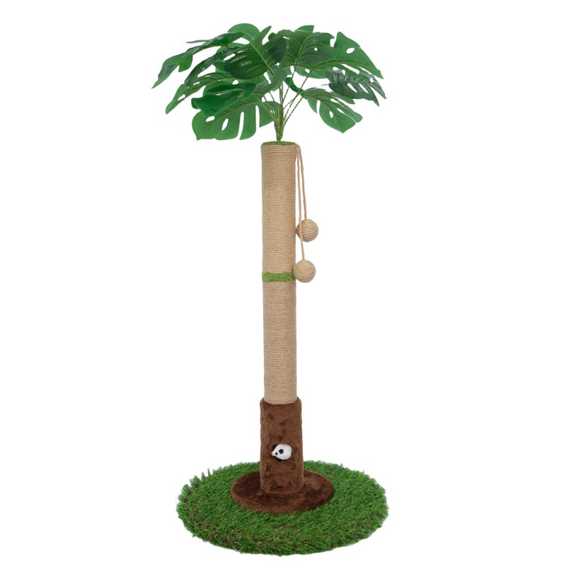 Woochpet Cat Scratching Post for Indoor Cats and Kitten - 35.43" Tall Cat Scratching Post with Sisal Rope,Palm Tree Cat Scratch Post with Hanging Ball - Image 1