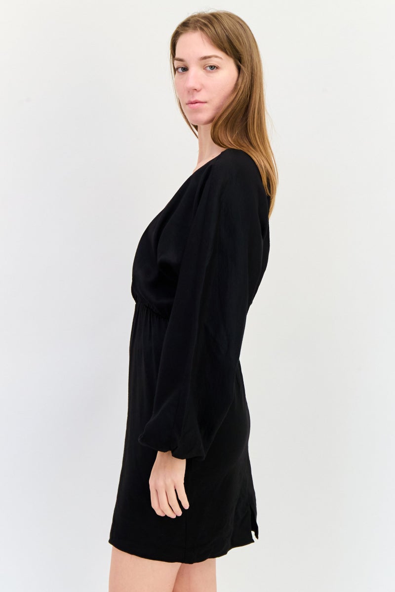 Reserved Women Plain Mini Dress, Black - Image 2