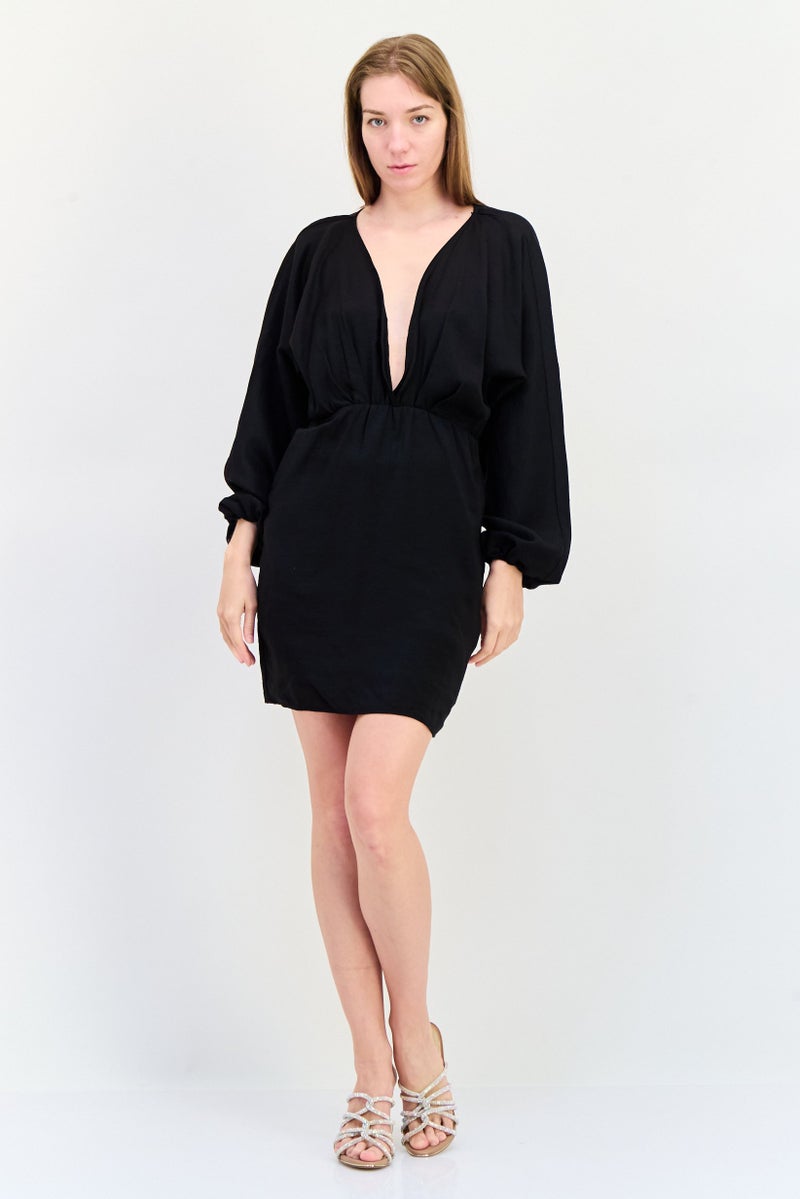 Reserved Women Plain Mini Dress, Black - Image 4