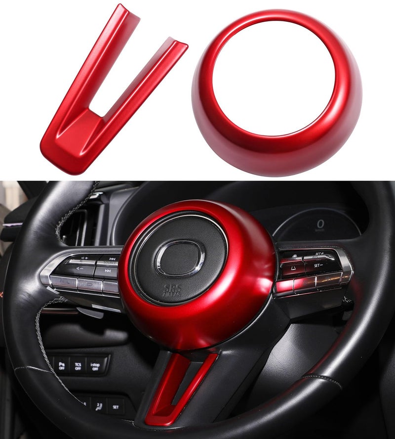 Birbenben Fit for Mazda CX50 Mazda 3 CX-30 Accessories Steering Wheel Covers, Red Style Steering Wheels Protective Trims for Mazda CX-50 CX 50 2023 2024 2025 Mazda 3 CX30 CX 30 2020-2025 - Image 1