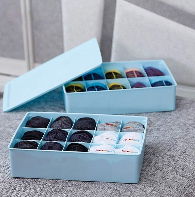 Krupasadhya Multipurpose 15 Grid Innerwear Underwear Socks Storage Organiser Plastic Box Jewellery Storage Container With Cover for Men Women Bedroom Wardrobe Travelling Pack of 2 - Image 5