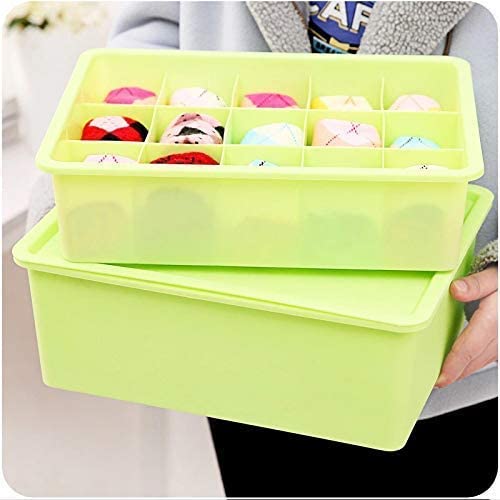 Krupasadhya Multipurpose 15 Grid Innerwear Underwear Socks Storage Organiser Plastic Box Jewellery Storage Container With Cover for Men Women Bedroom Wardrobe Travelling Pack of 2 - Image 4