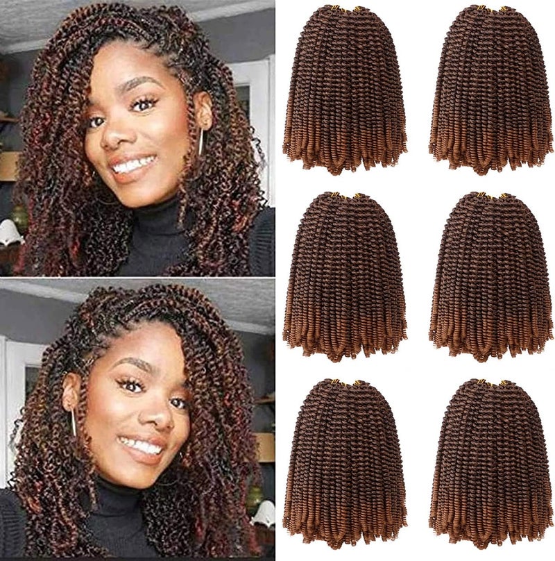 Xtrend 8 Inch Afro Ombre Spring Hair Synthetic Passion Twist for Black Women Afro Kinky Curly Twist Crochet Braiding Hair Extensions T30