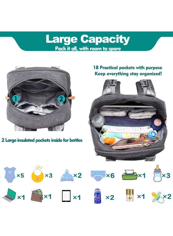 عام حقيبة حفاضات الطفل ، الأم ، الأم والطفل على ظهره ، حقيبة سفر ذات سعة كبيرة - Image 4