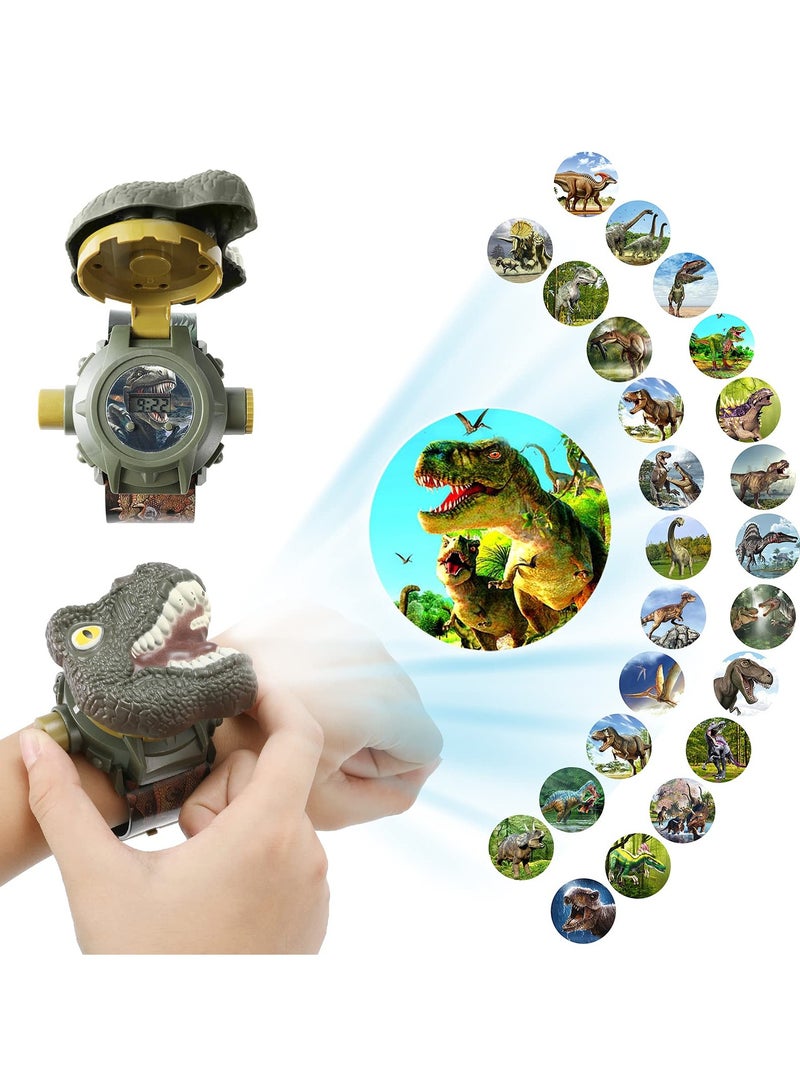 KASTWAVE Watch with 24 Kinds of Dinosaur Projection Pattern Cartoon Children Digital Dinosaur Watch Toy for Boys and Girls Children Toy Watches with Cover Adjustable Date and Time Projector Watch - Image 1