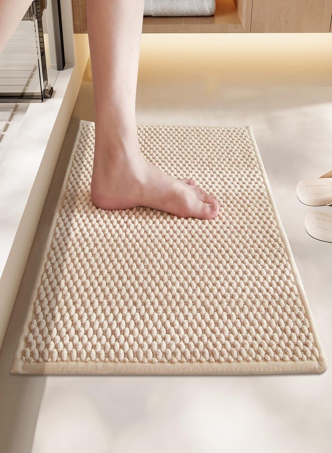 BULULOM Bathroom Rug - Soft and Absorbent Chenille with Rubber Backing, Quick-Dry Mat Washable Runner Rug for Shower Floor, Bathmat Accessories and Decor Khaki 16"*24" - Image 1