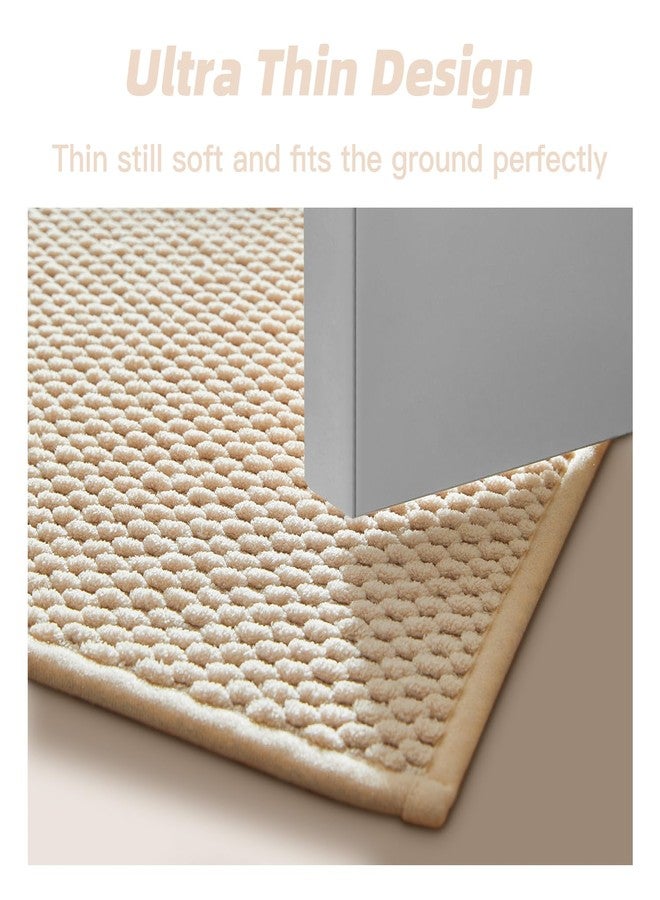 BULULOM Bathroom Rug - Soft and Absorbent Chenille with Rubber Backing, Quick-Dry Mat Washable Runner Rug for Shower Floor, Bathmat Accessories and Decor Khaki 16"*24" - Image 5