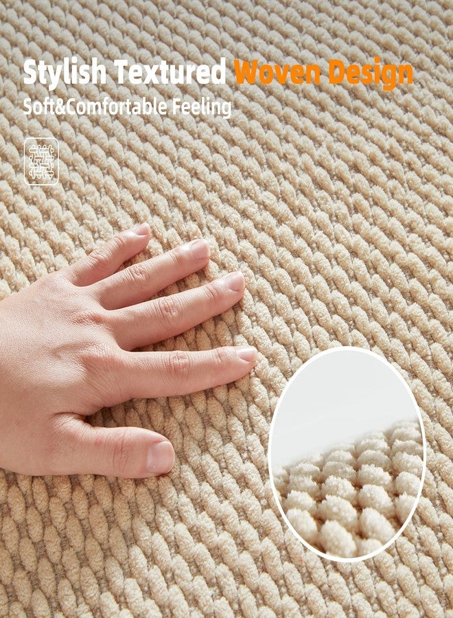 BULULOM Bathroom Rug - Soft and Absorbent Chenille with Rubber Backing, Quick-Dry Mat Washable Runner Rug for Shower Floor, Bathmat Accessories and Decor Khaki 16"*24" - Image 2