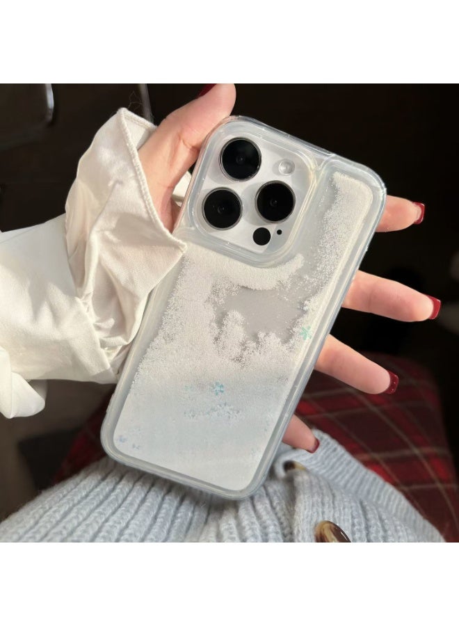 NIBEMINENT Snowflake Flowing Sand Shell Protective TPU Case Cover For iPhone 17, Clear - Image 1