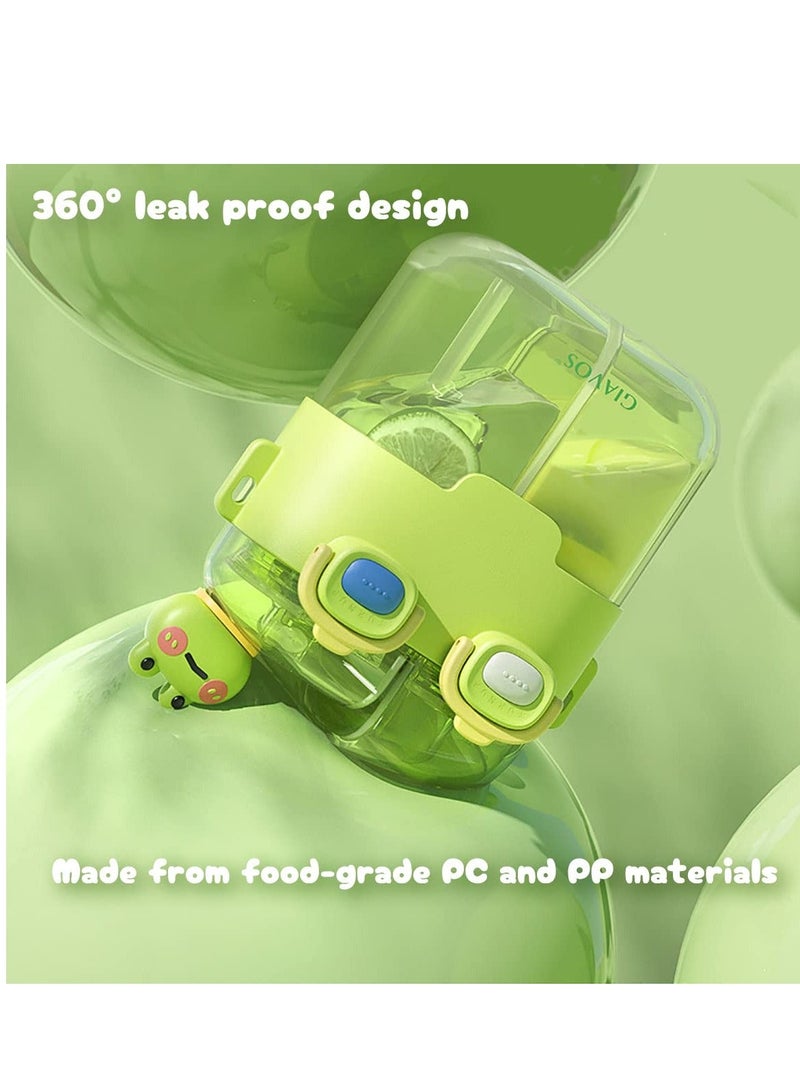 NIBEMINENT Kids Water Bottle with Straw, Cute Aesthetic Large Capacity Two-Layer Cup, Two Drink Bottle, Leak-Proof BPA-Free Cups for Toddlers Children, School, Sports, Daycare, Camp - Image 2