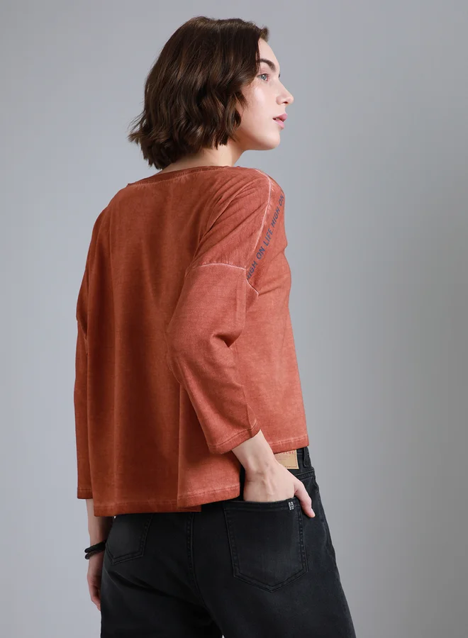 HIGH STAR Washed High Low Boxy Fit T-Shirt