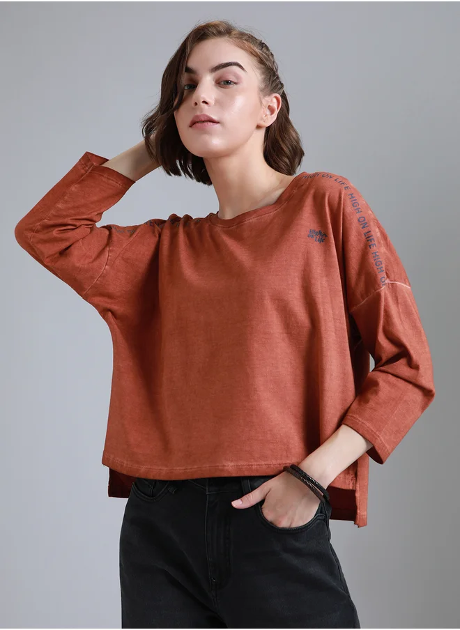 HIGH STAR Washed High Low Boxy Fit T-Shirt