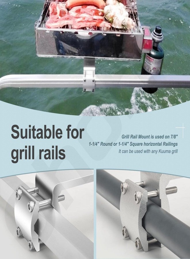 Ohoho 58182 Grill Rail Mount Bracket / Boat Grill Mount Bracket for Any Kuuma Stow N' Go Grill Rail Mount, Fits RV Boat Camping Inside/Outboard (7/8" to 1-1/4" Round or 1-1/4" Square Horizontal Railings) - Image 4