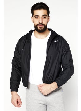 Reebok Men Sportswear Fit Long Sleeve Training Hooded Jacket, Black  - Image 1