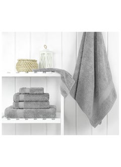 Safi Plus Towel Set Luxury Hotel Quality 500 GSM Genuine Combed Cotton, Super Soft & Absorbent Family Bath Towels 6 Piece Set -  2 Bath Towels, 2 Hand Towels, 2 Washcloths - Light Grey  - Image 2