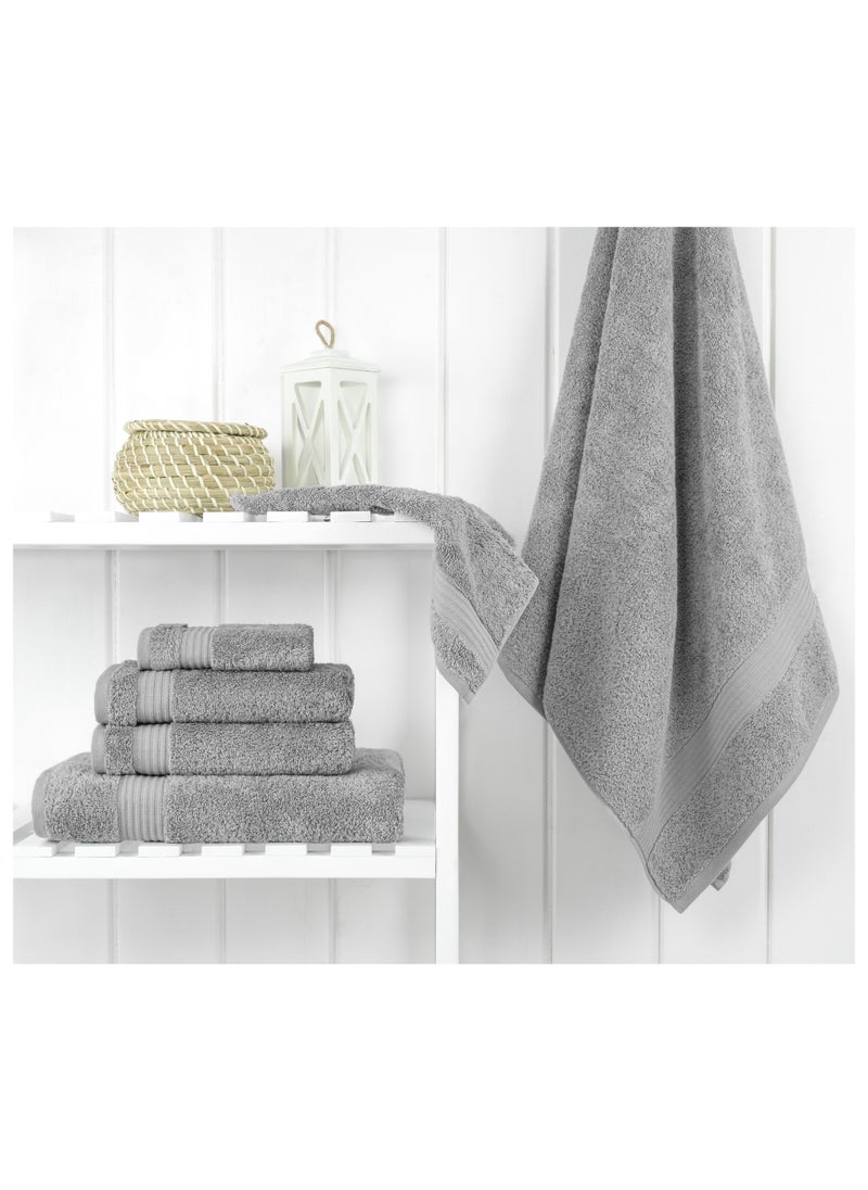 Safi Plus Towel Set Luxury Hotel Quality 500 GSM Genuine Combed Cotton, Super Soft & Absorbent Family Bath Towels 6 Piece Set -  2 Bath Towels, 2 Hand Towels, 2 Washcloths - Light Grey  - Image 2