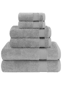 Safi Plus Towel Set Luxury Hotel Quality 500 GSM Genuine Combed Cotton, Super Soft & Absorbent Family Bath Towels 6 Piece Set -  2 Bath Towels, 2 Hand Towels, 2 Washcloths - Light Grey  - Image 1