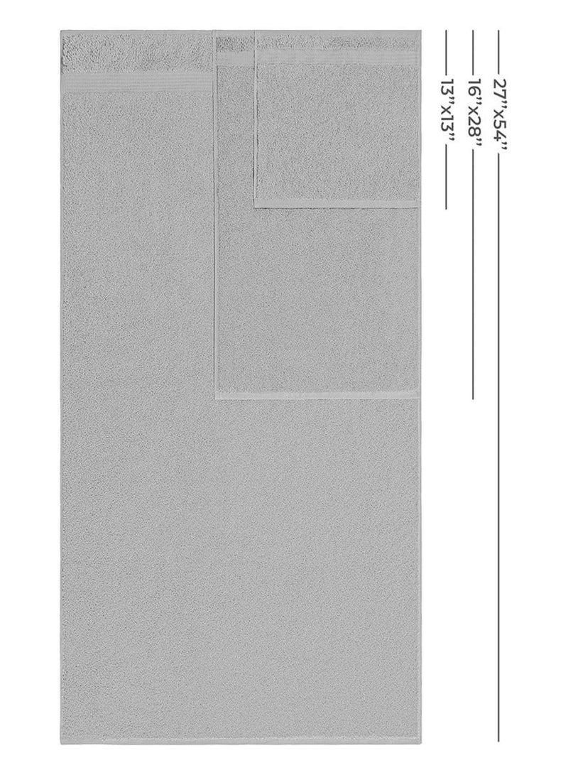 Safi Plus Towel Set Luxury Hotel Quality 500 GSM Genuine Combed Cotton, Super Soft & Absorbent Family Bath Towels 6 Piece Set -  2 Bath Towels, 2 Hand Towels, 2 Washcloths - Light Grey - Image 4