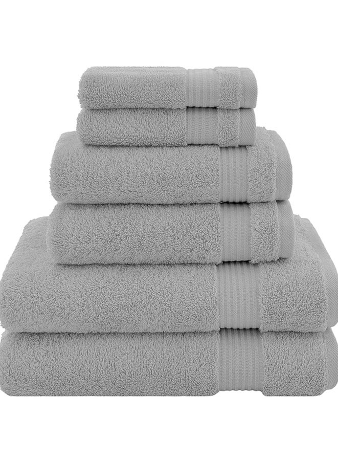 Safi Plus Towel Set Luxury Hotel Quality 500 GSM Genuine Combed Cotton, Super Soft & Absorbent Family Bath Towels 6 Piece Set -  2 Bath Towels, 2 Hand Towels, 2 Washcloths - Light Grey 