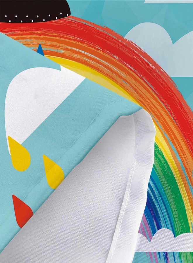 Wathon Funny Rainbow Shower Curtain for Kids, Colorful Rainbow White Cloud on Blue Sky Bathroom Curtains, Cute Creative Kids Cartoon Fabric Shower Curtain Sets with Hooks 72X72 Inches - Image 4