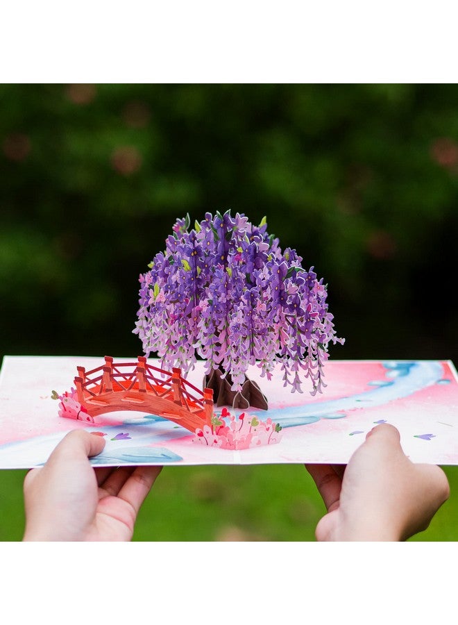 Paper Love Frndly Wisteria 3D Pop Up Card For All Occasion 100% Recycled And Ecofriendly Handmade 8" X 6" Cover With Removable Note Tag - Image 2