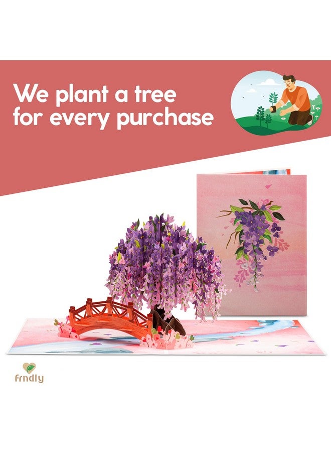 Paper Love Frndly Wisteria 3D Pop Up Card For All Occasion 100% Recycled And Ecofriendly Handmade 8" X 6" Cover With Removable Note Tag - Image 4