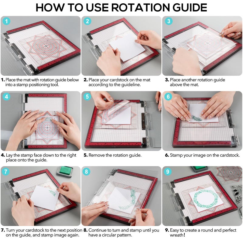 CYFUN DESIGN 6.5X8.5 Photopolymer Grip Mat with 2PCS Printed Guides for Stamping,Multi-Use Non-Slip Sticky Mats Fit in Stamp Positioning Tool for Card Making Hold Your Cardstock in Place When Stamping,Stencil - Image 3