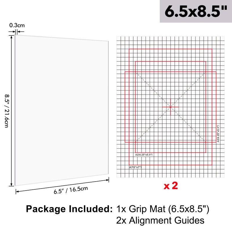CYFUN DESIGN 6.5X8.5 Photopolymer Grip Mat with 2PCS Printed Guides for Stamping,Multi-Use Non-Slip Sticky Mats Fit in Stamp Positioning Tool for Card Making Hold Your Cardstock in Place When Stamping,Stencil - Image 4
