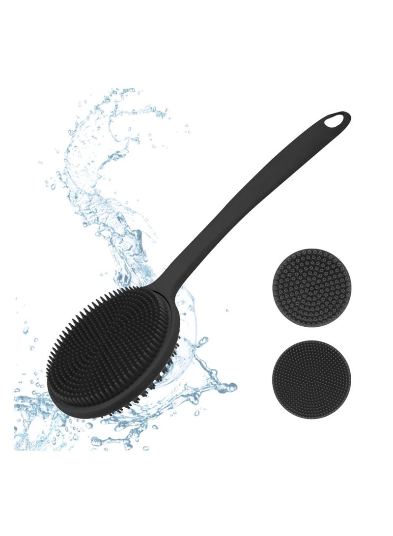 كابتن تيك SYOSI, Silicone Back Scrubber for Shower, Bath Body Brush with Long Handle, Double Sided Shower Brush for Exfoliating and Massage, Can Produce Rich Foam, for Men and Women - Image 1