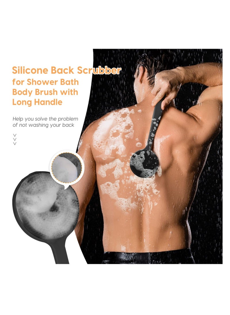 كابتن تيك SYOSI, Silicone Back Scrubber for Shower, Bath Body Brush with Long Handle, Double Sided Shower Brush for Exfoliating and Massage, Can Produce Rich Foam, for Men and Women - Image 3