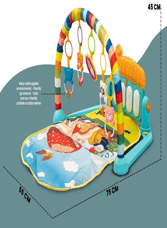 SHIPEASE بساط لعب للأطفال من شيب إيز مع لوحة مفاتيح بيانو موسيقية، خشخيشات معلقة، وسادة أرضية لوقت الاستلقاء على البطن، مركز أنشطة ممتع، ألعاب داخلية وخارجية للرضع والأطفال الصغار - Image 2