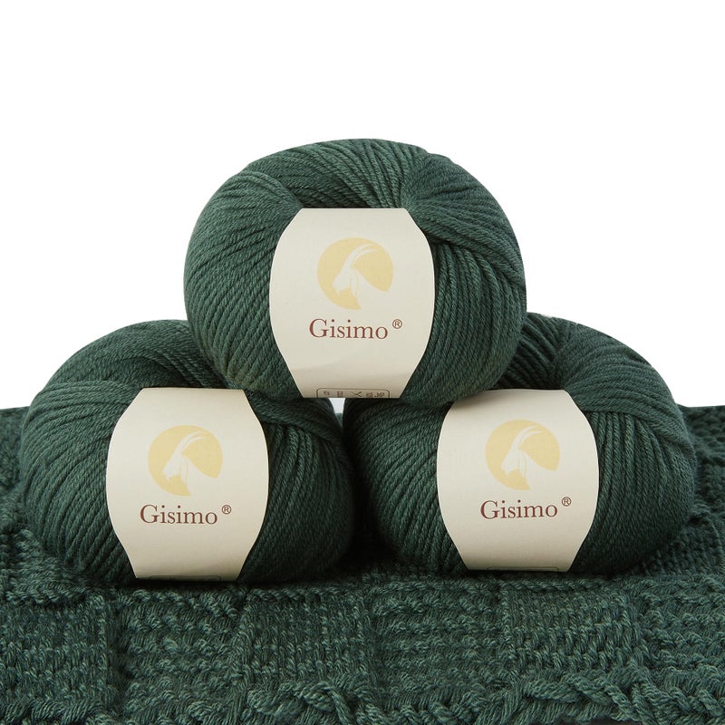 GISIMO 100 Merino Wool Yarn 6Ply Luxurious and Soft Yarn for Hand Knitting  Crocheting 176 OZ50g 127 yds116 Meters Green 3 Balls