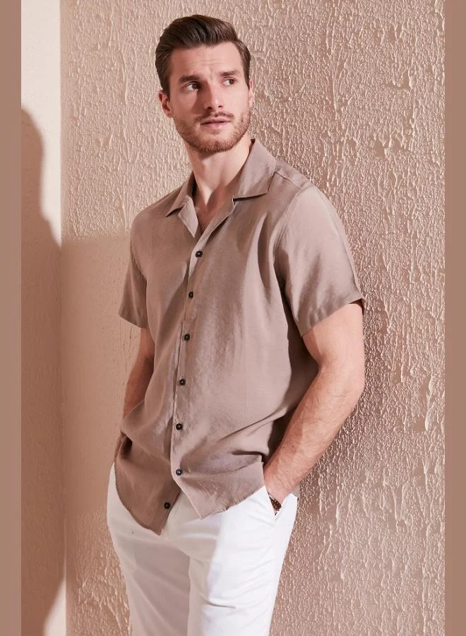 Buratti  Buratti Regular Fit Apache Collar Short Sleeve Modal Shirt Men's SHIRT CF24S117929 for Men | Best Price UAE