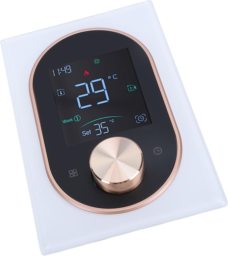 Smart Color Thermostat Touchscreen Knob Control LCD Display White for Home Office Shop - Image 1