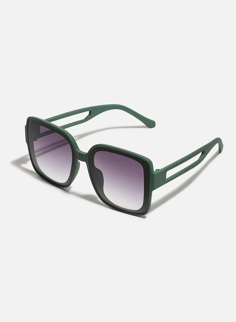 Haute Sauce Tinted Lens Black & Green Frame Oversized Sunglass