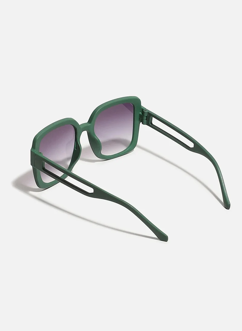 Haute Sauce Tinted Lens Black & Green Frame Oversized Sunglass
