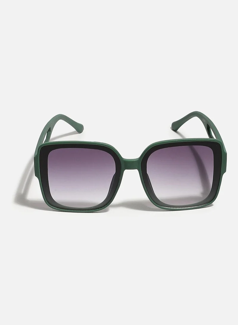 Haute Sauce Tinted Lens Black & Green Frame Oversized Sunglass