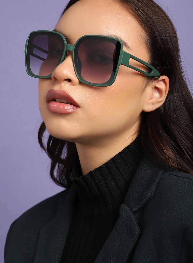 Haute Sauce Tinted Lens Black & Green Frame Oversized Sunglass