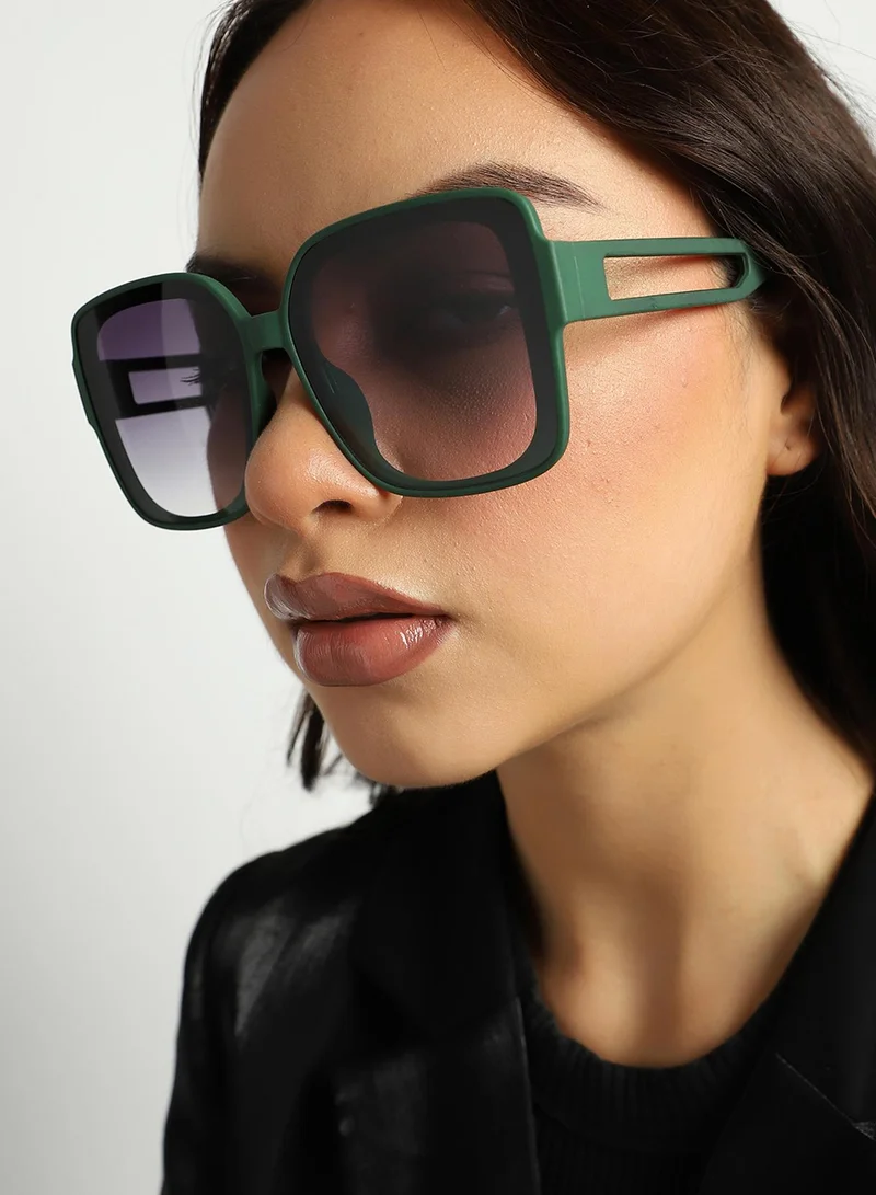 Haute Sauce Tinted Lens Black & Green Frame Oversized Sunglass