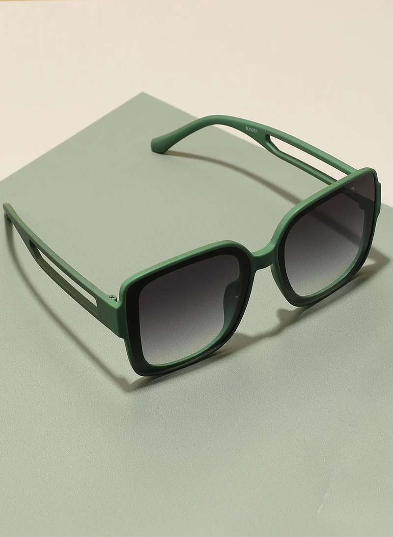 Haute Sauce Tinted Lens Black & Green Frame Oversized Sunglass